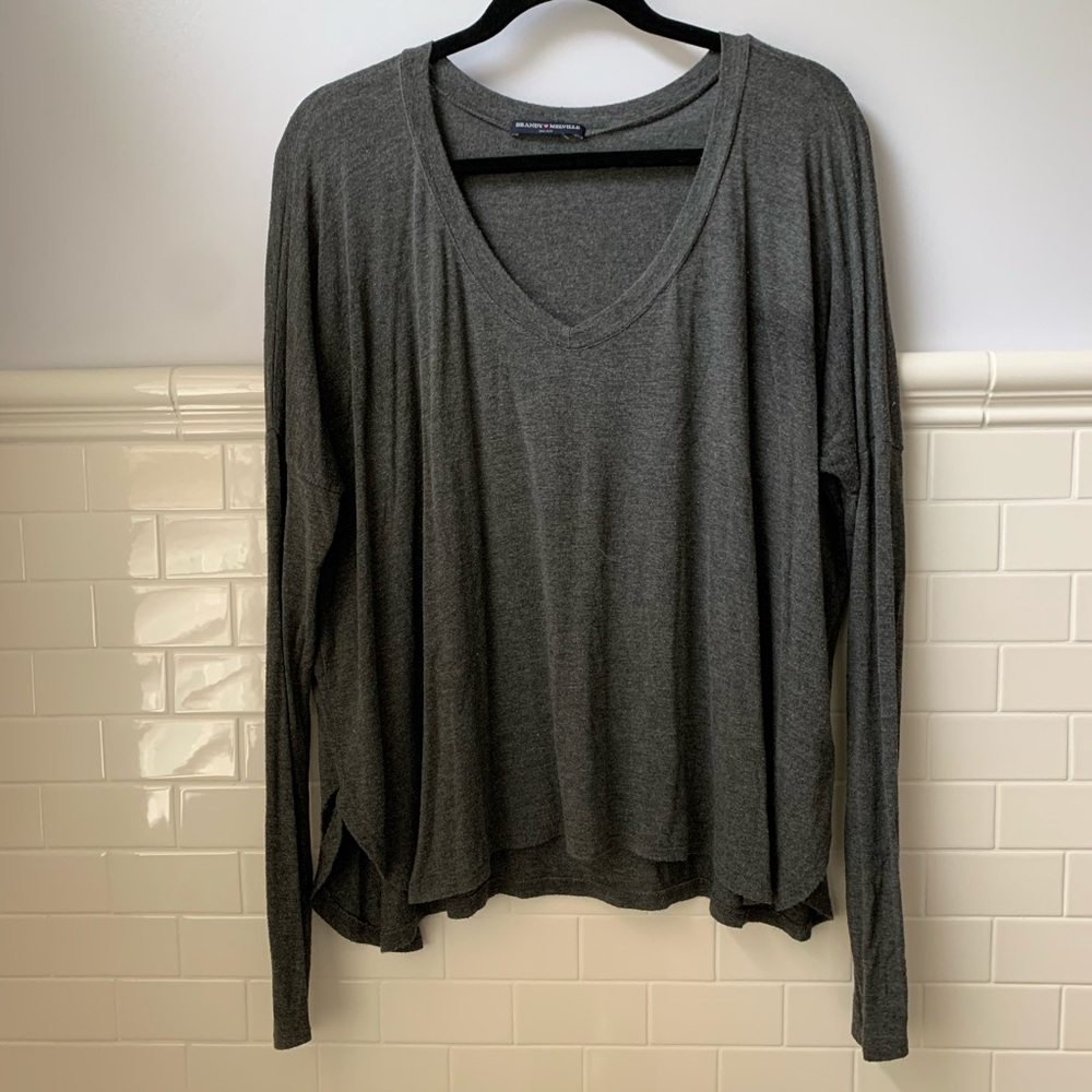 Long-sleeved V-neck Top